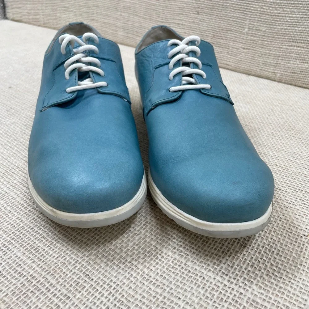 Aston Martin Wing Logo Leather Lace Up Oxford Shoes Teal Blue‎ Mens Sz 42 US 9.5